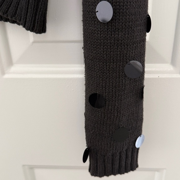 Vintage Karin Morgan Black Open Front Cardigan with Large Sequins  - Size Medium - Picture 4 of 9